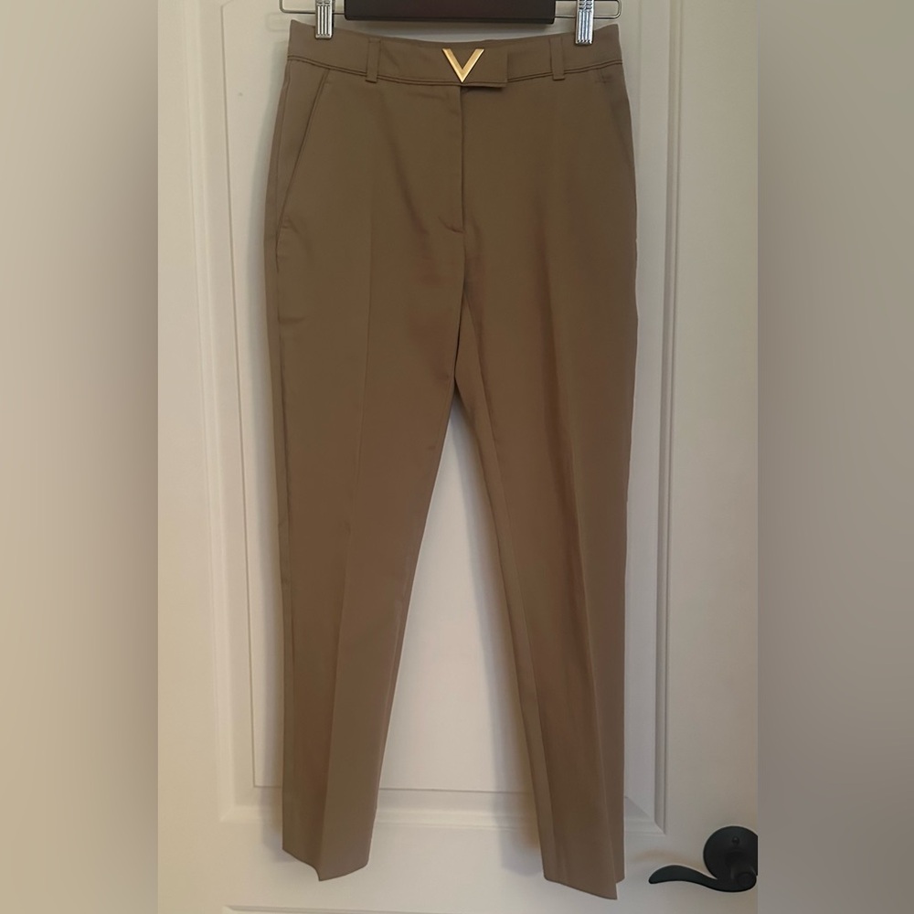 VALENTINO V Logo Khaki Pants Size 36 US 2